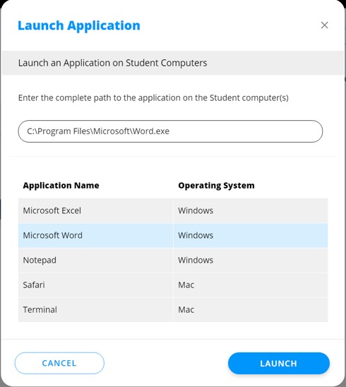 De app Notitieblok op de computer van de student starten